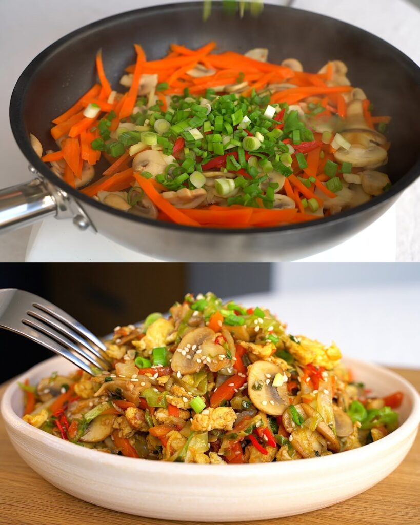 Stir-Fried Cabbage and Vegetable Omelette
