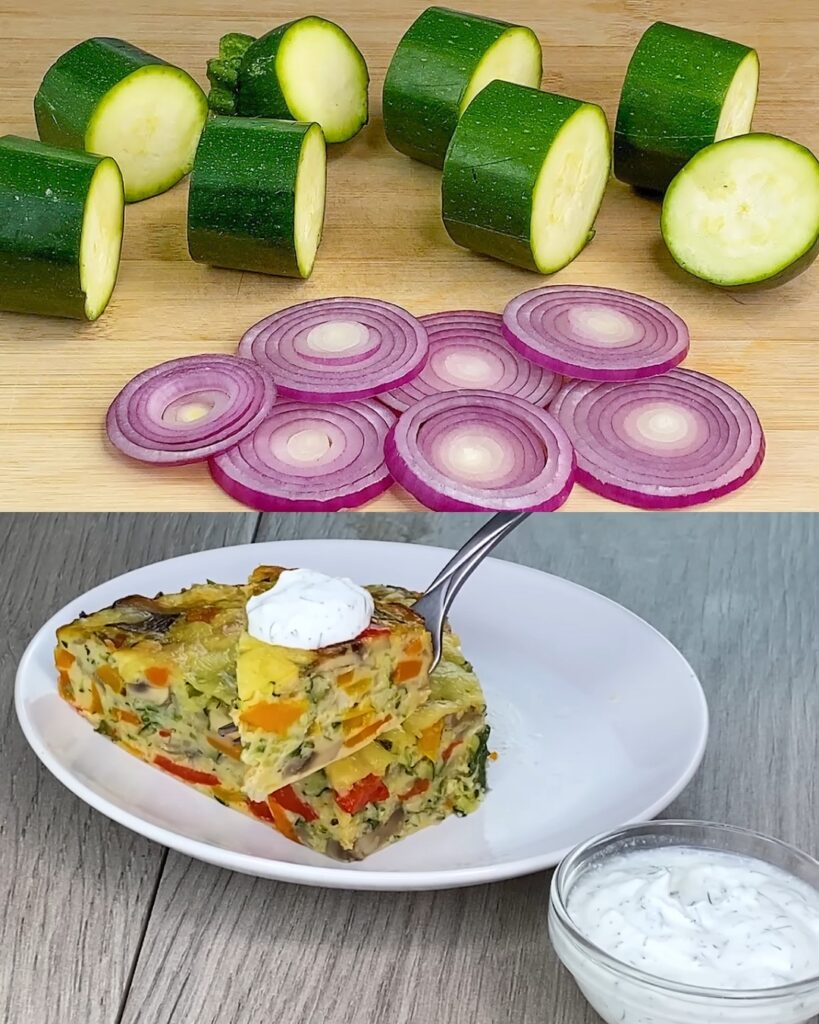 Vegetable Bake with Yogurt-Dill Sauce finished dish