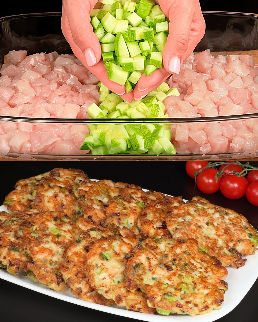 Zucchini and Eggplant Pancakes with Chicken Filling