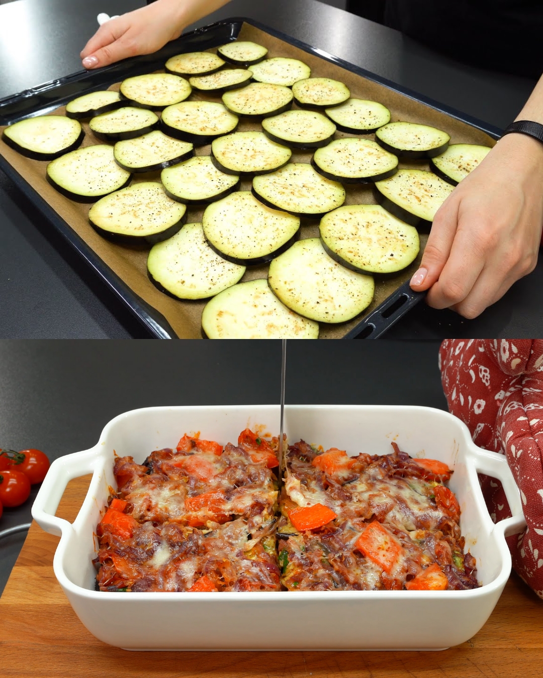 Baked Eggplant with Tomato and Mozzarella
