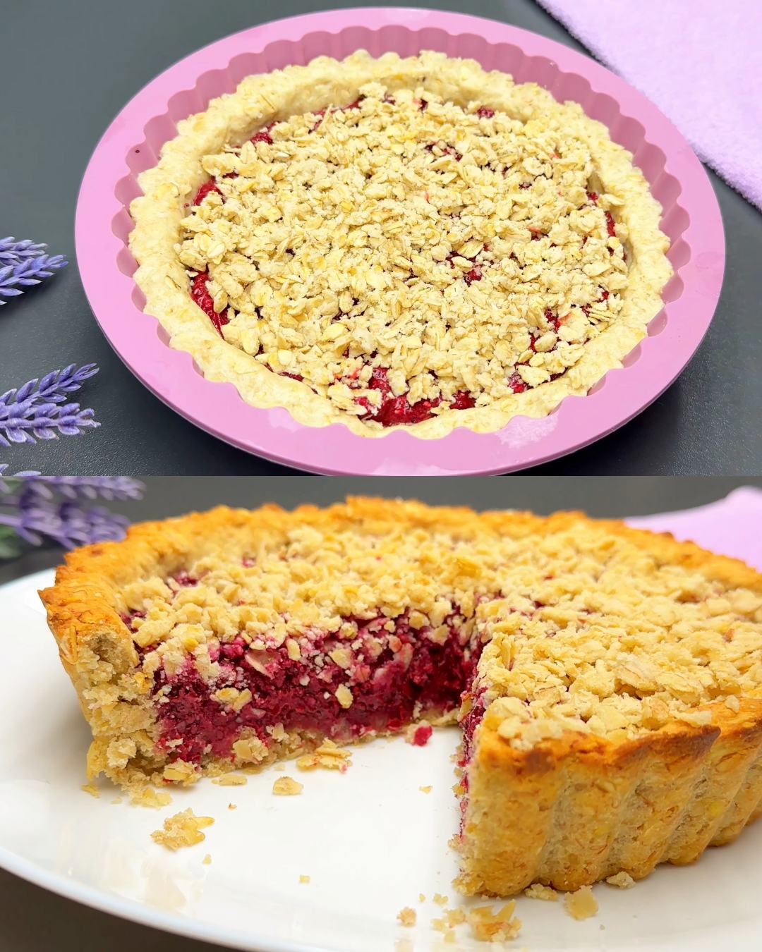 Oatmeal and Almond Pie with Berry Chia Filling