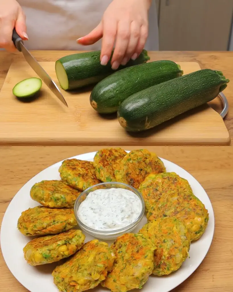 Zucchini Pancakes with Salted Cucumber Sauce