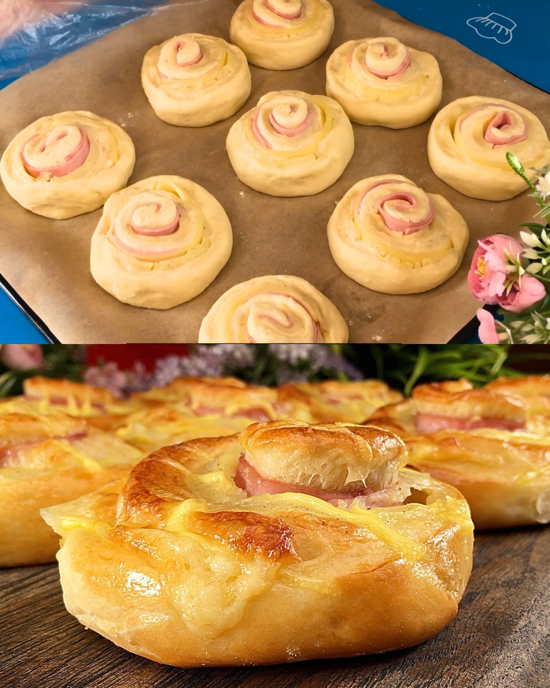 Rolls with Potatoes, Ham, and Cheese