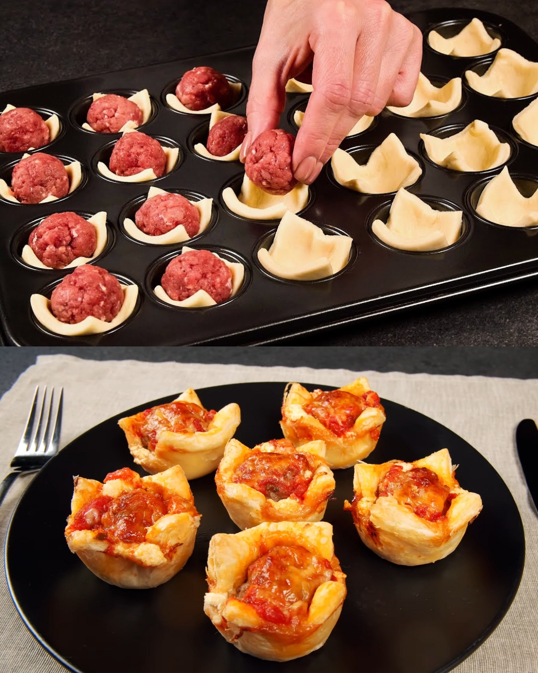 Puff Pastry Meatball Tartlets