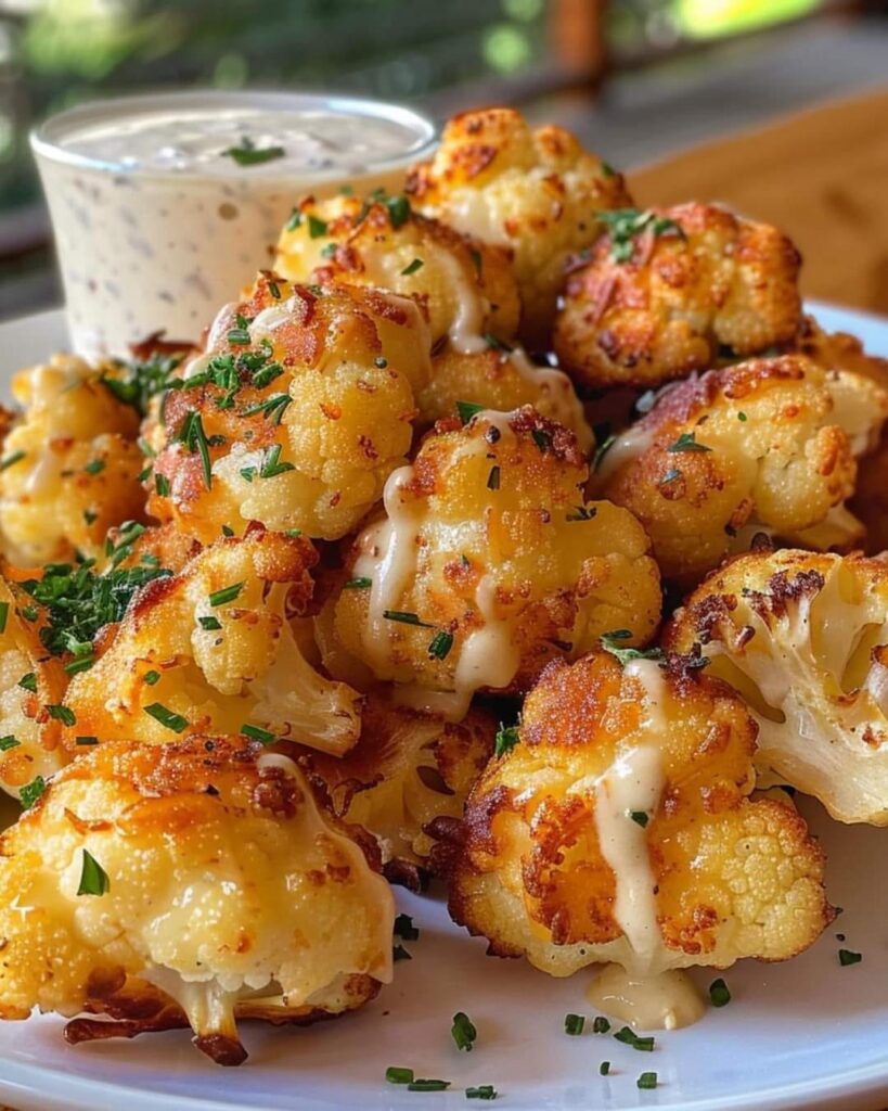 Cheesy Cauliflower Bites finished dish