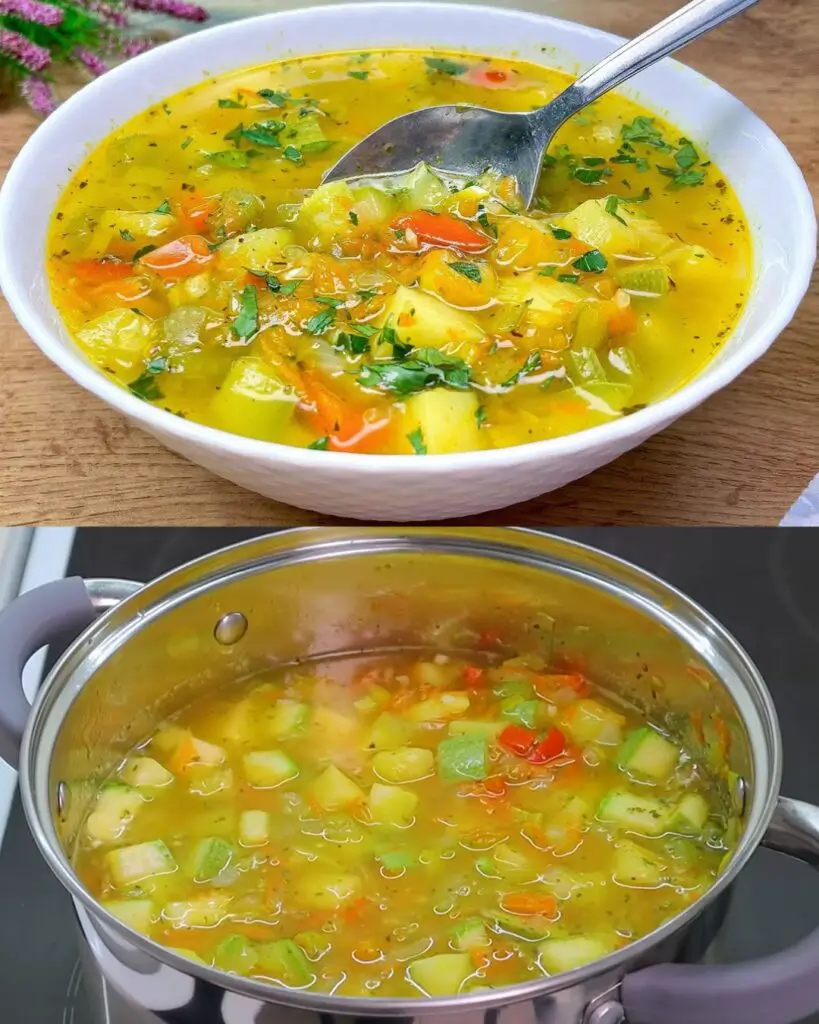 Vegetable Soup with Homemade Croutons
