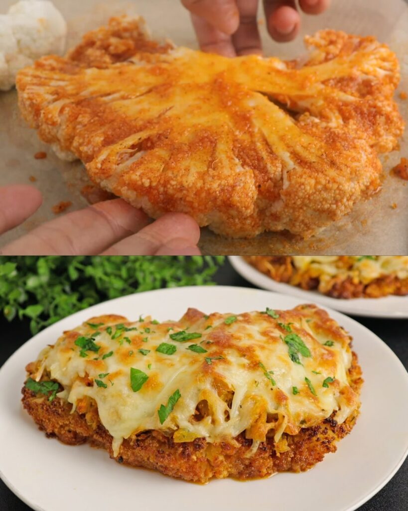 Cauliflower Steaks with Savory Filling finished dish