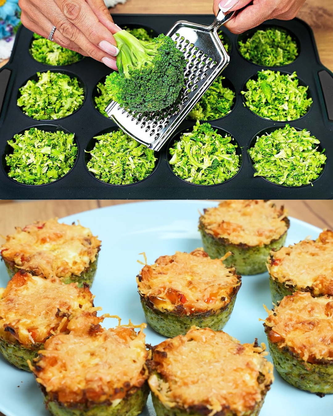 Broccoli Egg Cups with Cheese and Sauce