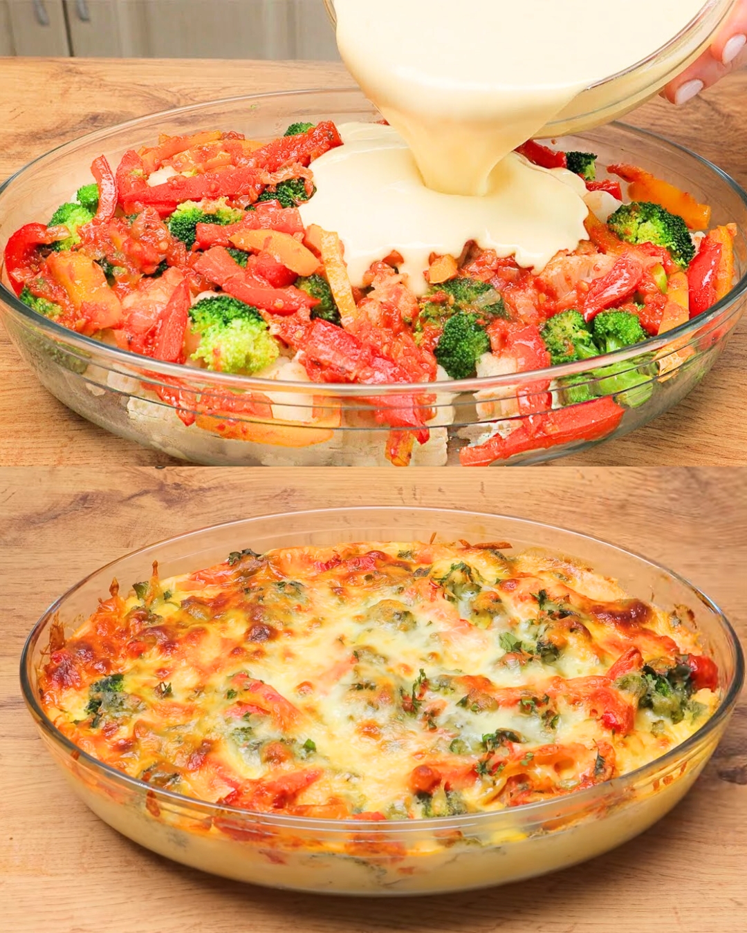 Cheesy Vegetable Casserole with Greek Yogurt Sauce