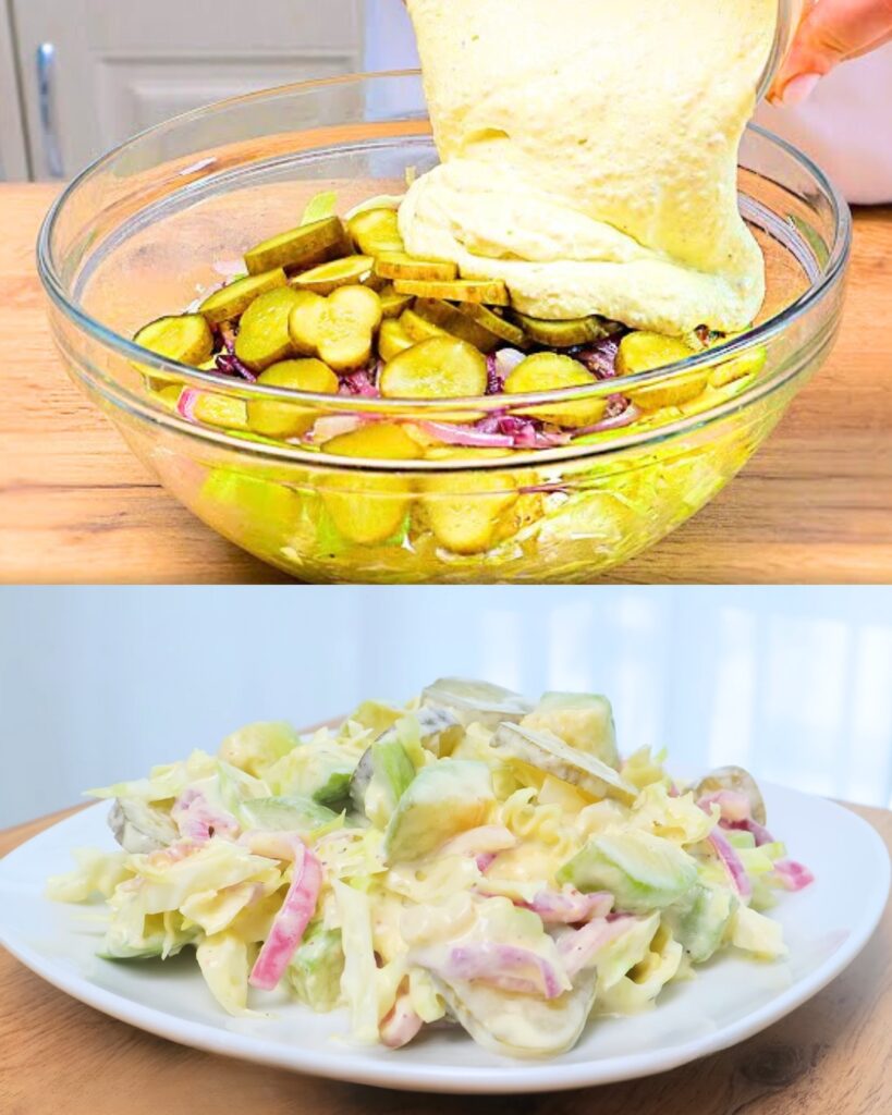 Crunchy Cabbage and Courgette Salad with Homemade Croutons finished dish