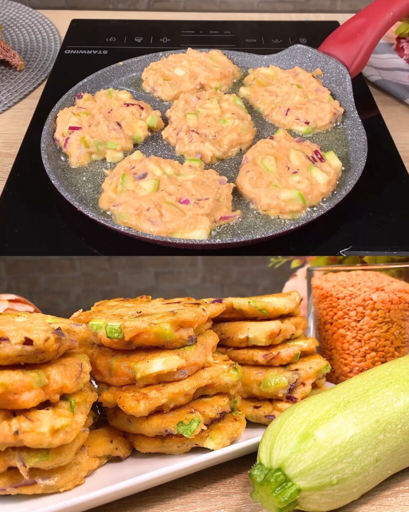 Red Lentil Veggie Patties with Sour Cream Sauce
