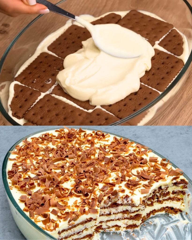 Indulge in No-Bake Coffee and Chocolate Ladyfinger Cake finished dish