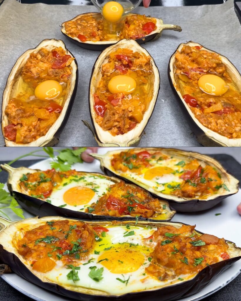 Baked Eggplant with Eggs and Cheese