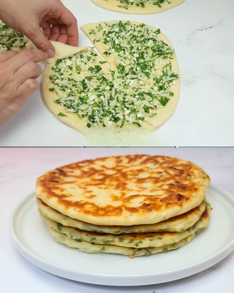 Cheese and Herb Stuffed Flatbread finished dish