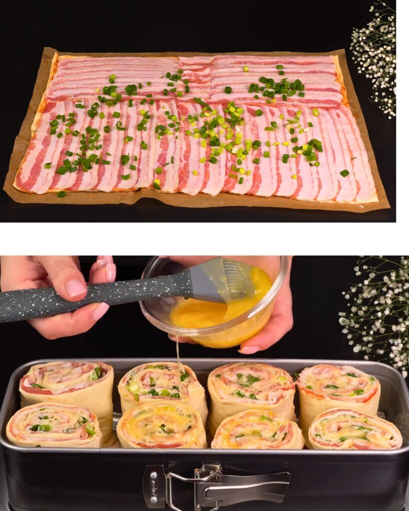 Bacon and Cheese Puff Pastry Rolls