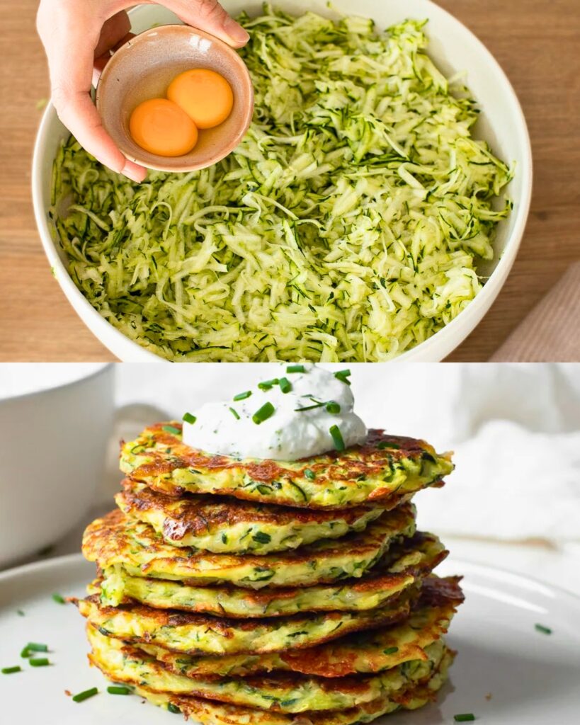 Zucchini Fritters with Creamy Sauce finished dish