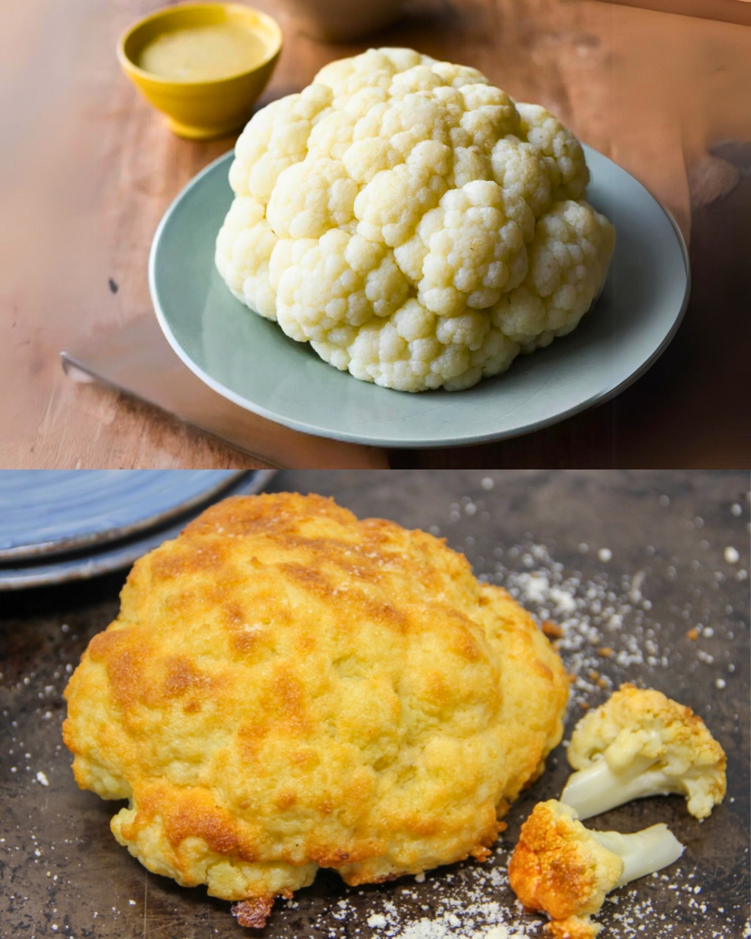 Cheesy Baked Cauliflower with Buffalo Sauce