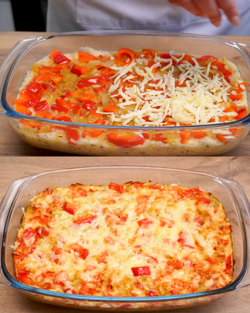 Baked Potato and Vegetable Casserole with Cheese finished dish