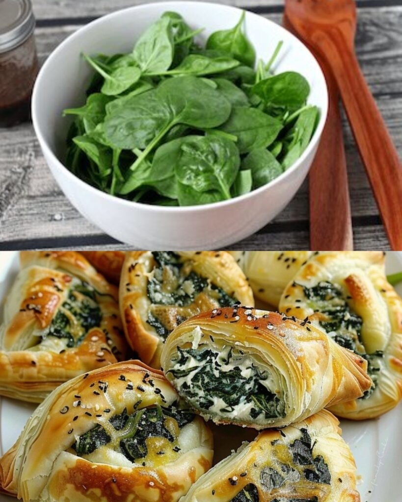 Spinach and Cheese Puff Pastry Squares finished dish