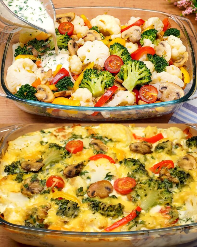 Baked Vegetable and Cheese Casserole finished dish