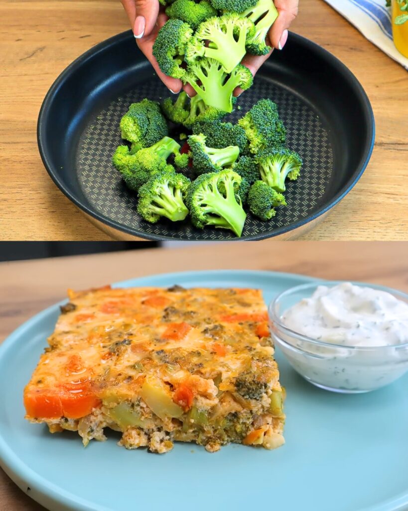 Savory Broccoli and Cheese Bake with Garlic Dill Sauce