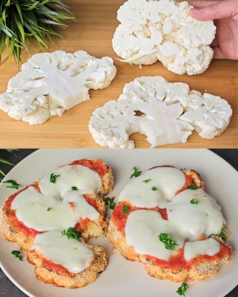 Mozzarella-Crusted Cauliflower Steaks