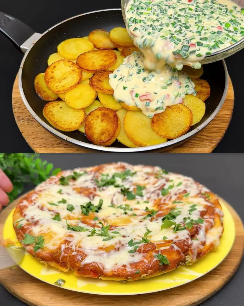 Delicious Fried Potatoes with Eggs and Cheese