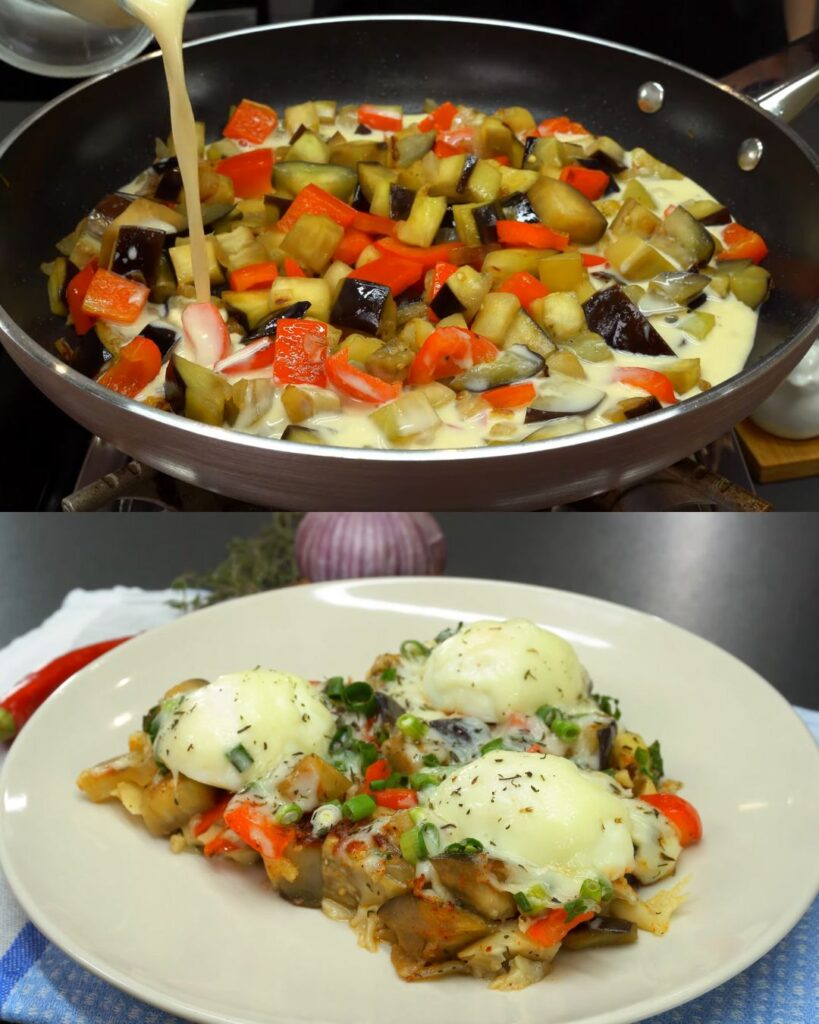 Eggplant and Mozzarella Skillet with Yogurt Herb Sauce