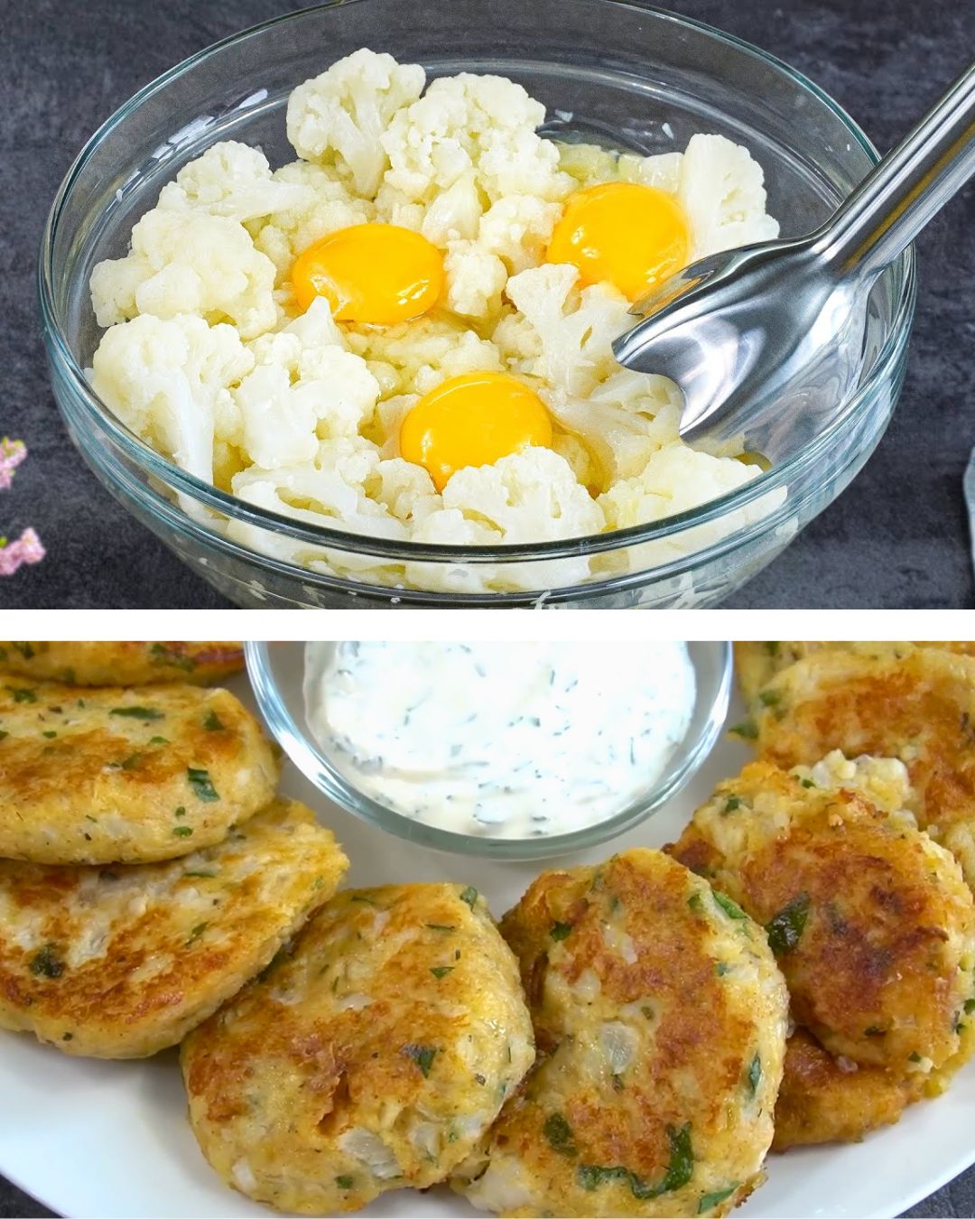 Cauliflower Fritters with Garlic-Dill Sauce