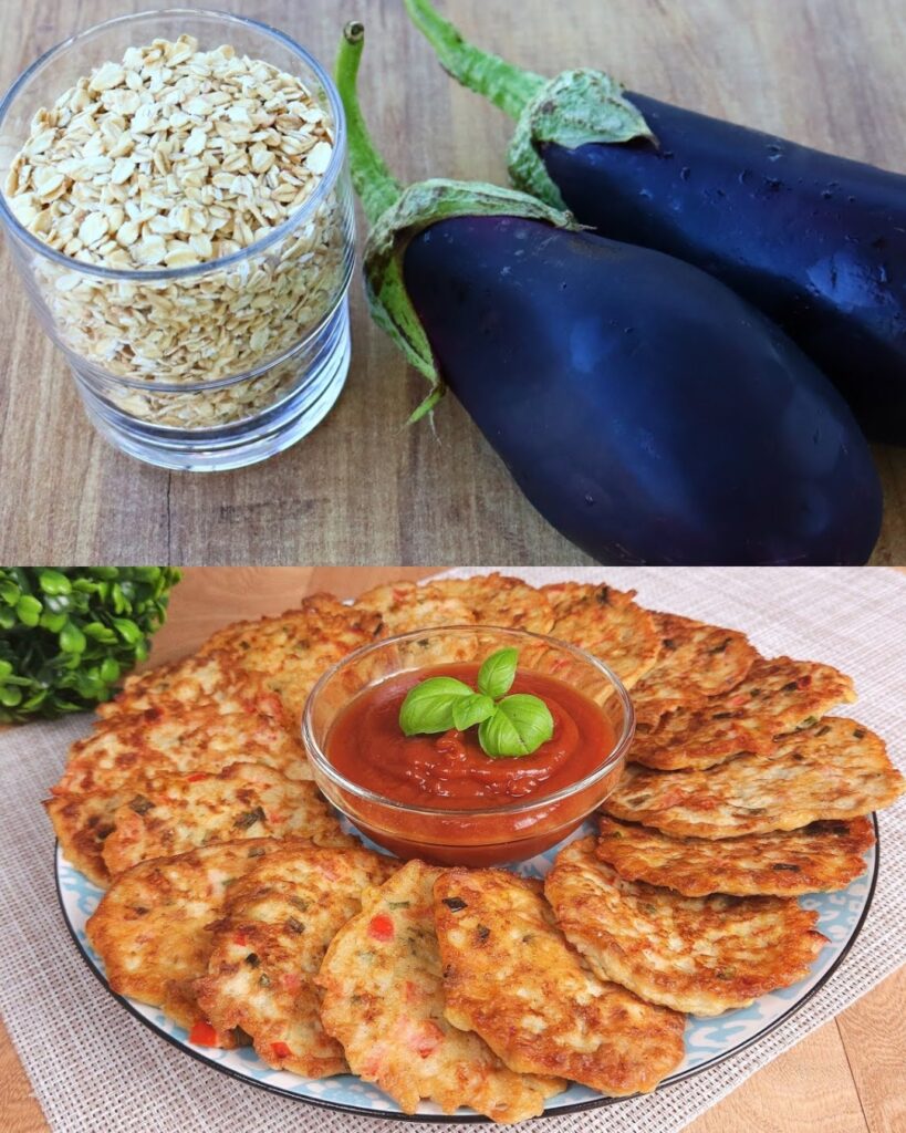 Cheesy Eggplant and Pepper Fritters finished dish