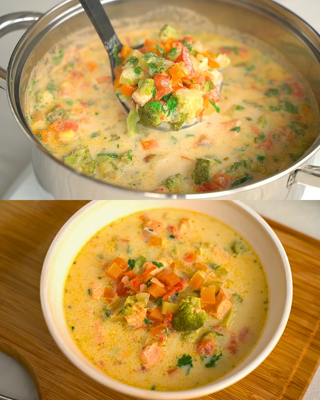 Hearty Vegetable and Salmon Soup