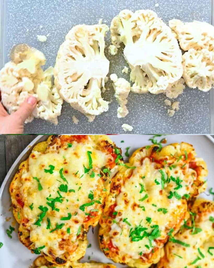Cauliflower Parmesan Steaks finished dish