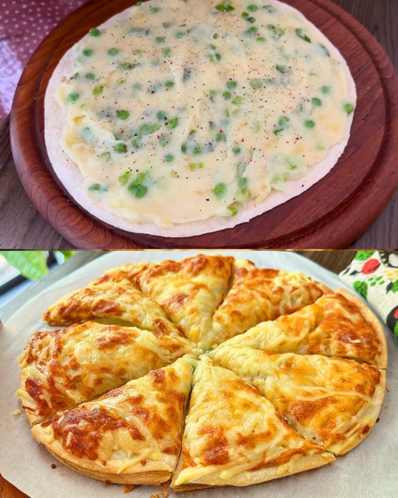 Cheesy Potato and Green Pea Tortilla Bake