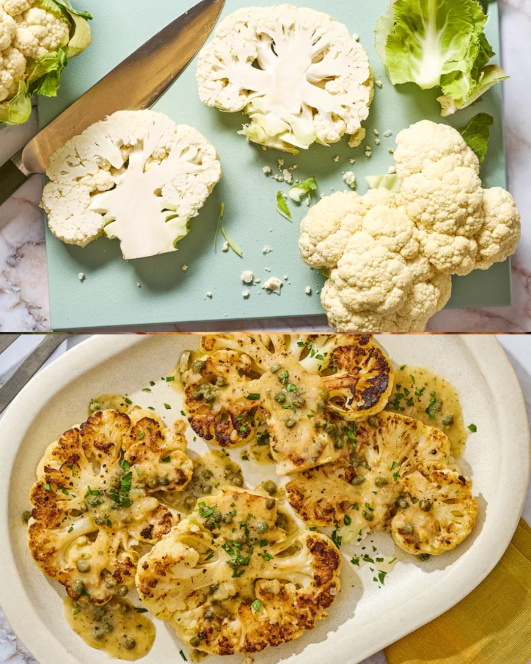 Cauliflower Steaks with Lemon Caper Sauce