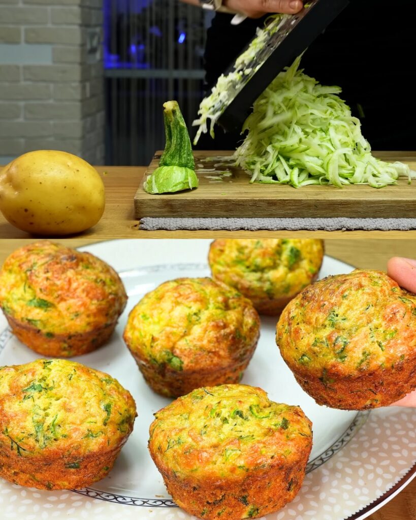 Fluffy Zucchini and Potato Muffins with Tartar Sauce finished dish