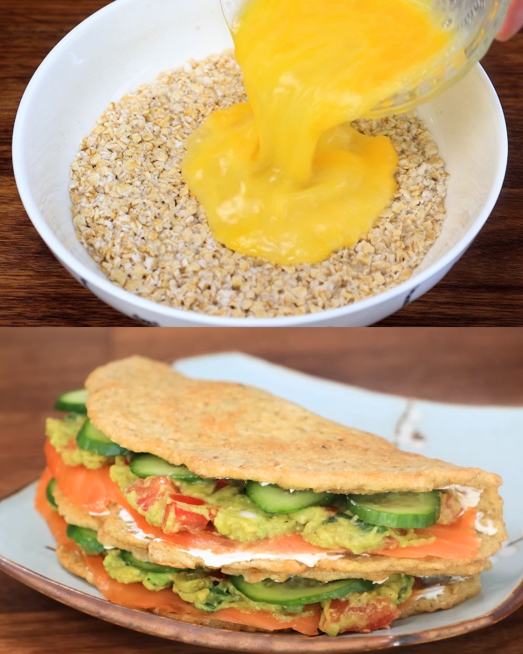 Protein-Packed Oatmeal Pancakes with Smoked Salmon Delight."