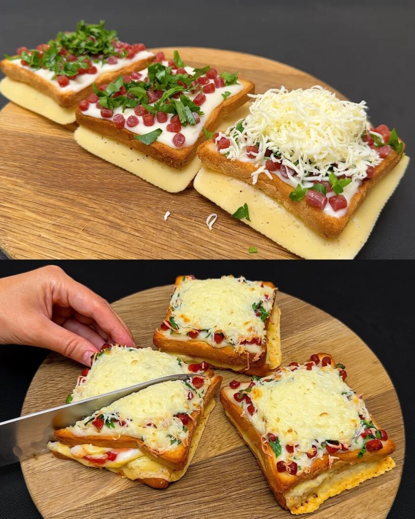Hunter Sausage and Cheese Open-Faced Sandwiches finished dish