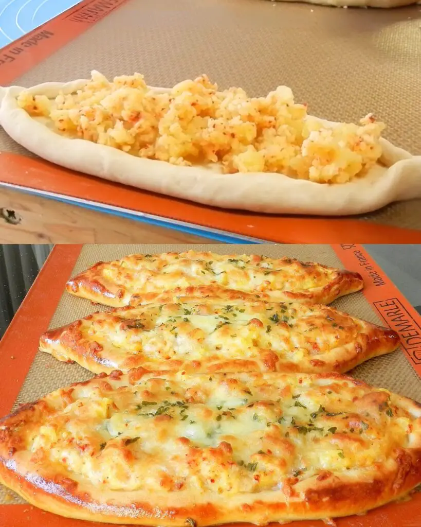 Cheese Garlic Potato Pide - Mozzarella Cheese Bread Delicious!