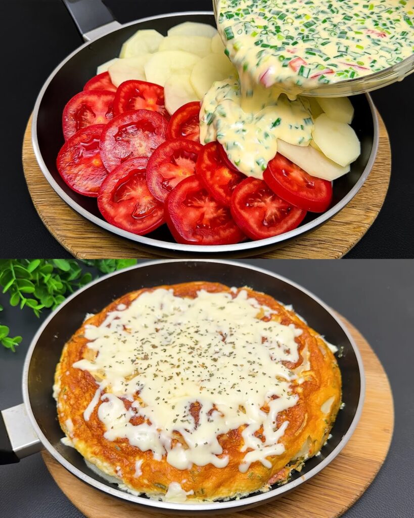 One-Pan Wonder: Spicy Tomato and Potato Frittata with a Creamy Twist pen_spark