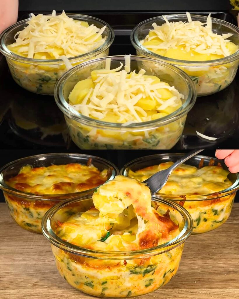 Creamy Potato and Spinach Bake finished dish