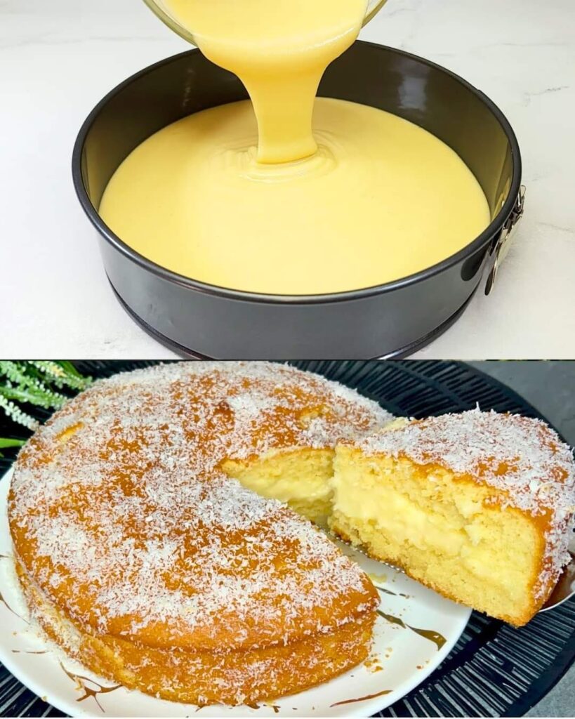 Lemon Custard Delight with Coconut and Jam finished dish