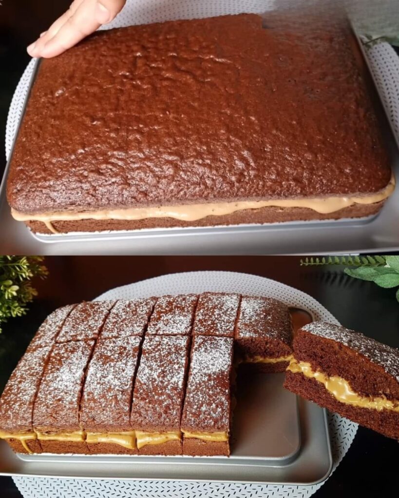 Chocolate Coffee Cake with Lotus Cream Topping finished dish