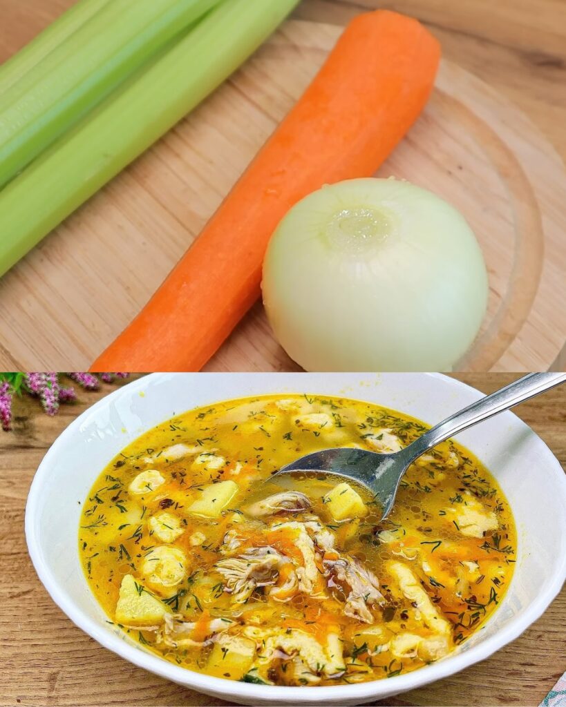Hearty Chicken and Vegetable Soup with Homemade Croutons Recipe