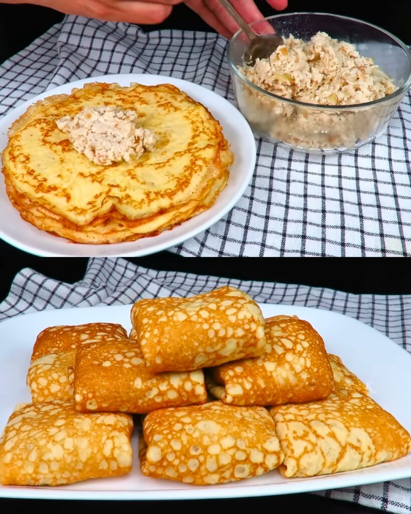 Savory Cheese Pancakes with Chicken Filling