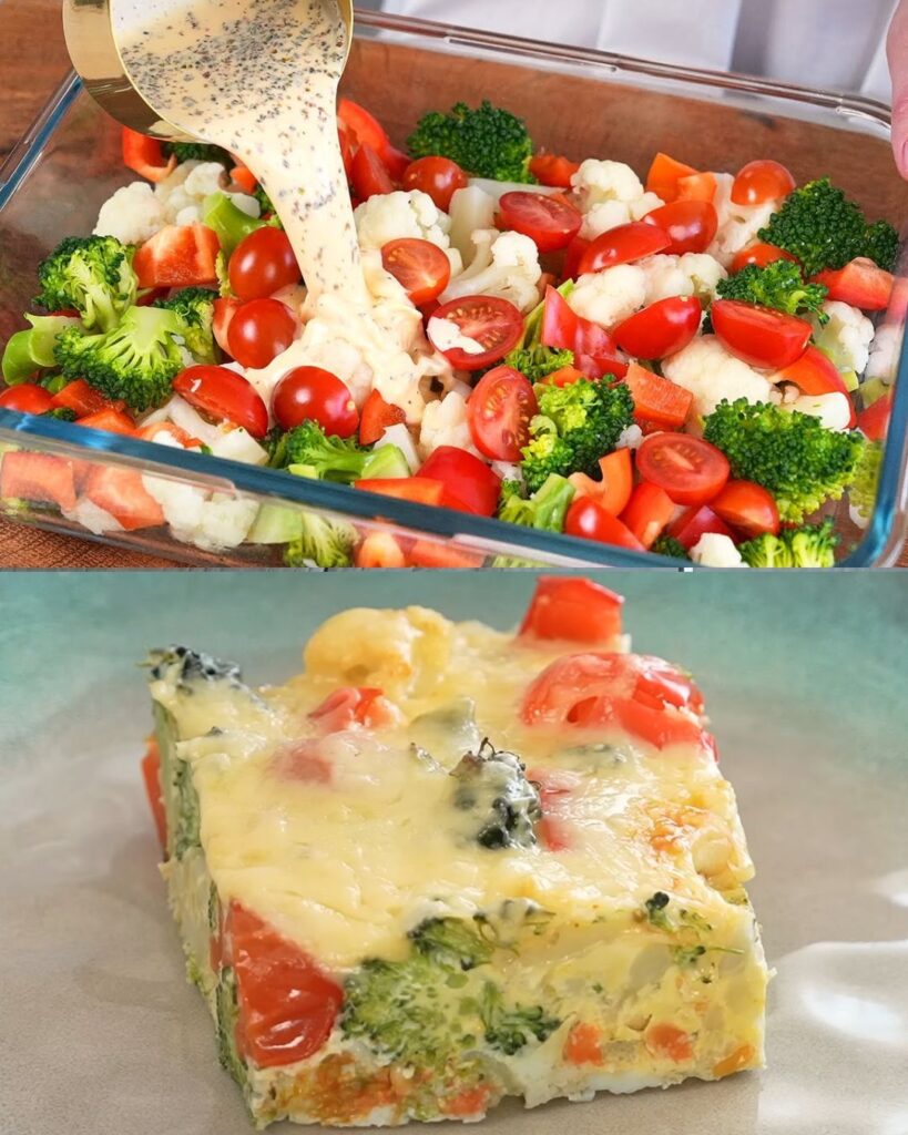 Cheesy Baked Cauliflower and Broccoli finished dish