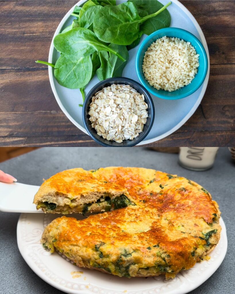 Easy Spinach and Cheese Oatmeal Pancake