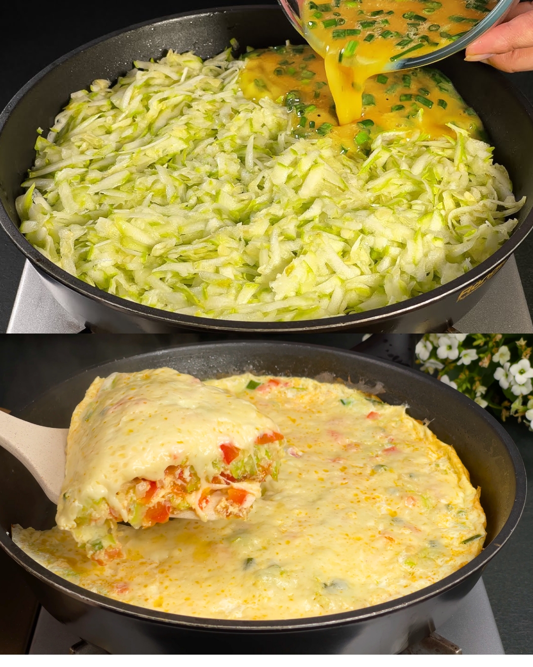 Zucchini and Mozzarella Egg Bake with Garlic Dill Sauce