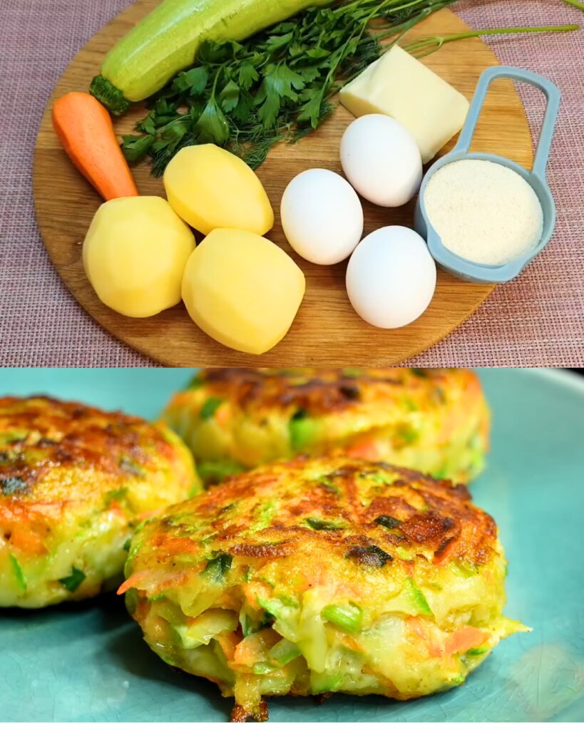 Zucchini and Potato Fritters with Cheese finished dish