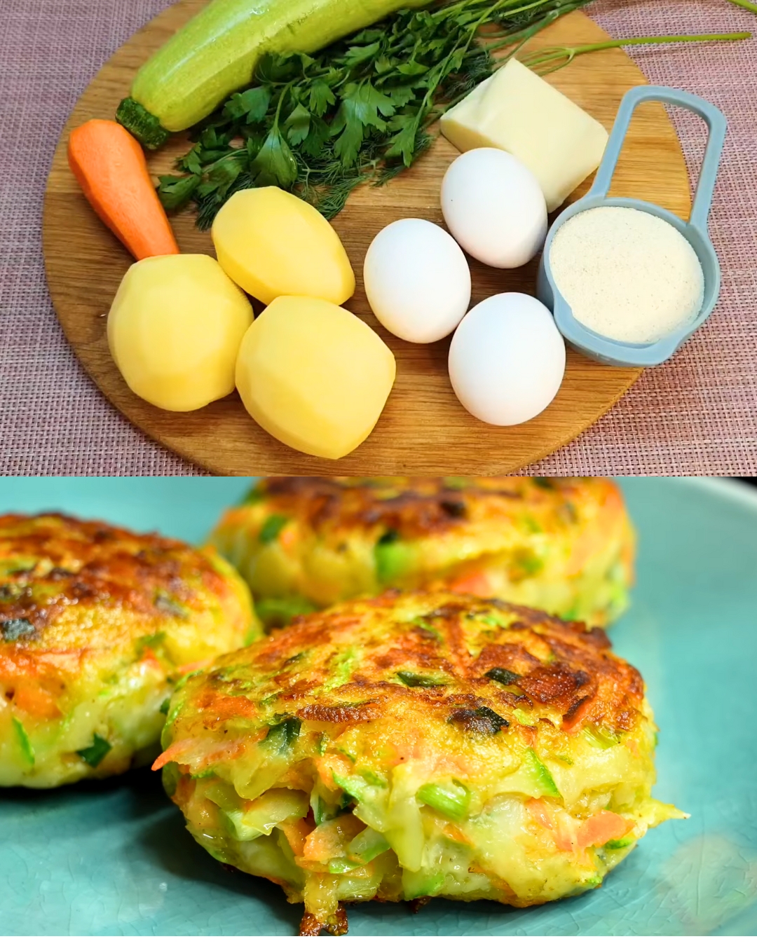 Zucchini and Potato Fritters with Cheese