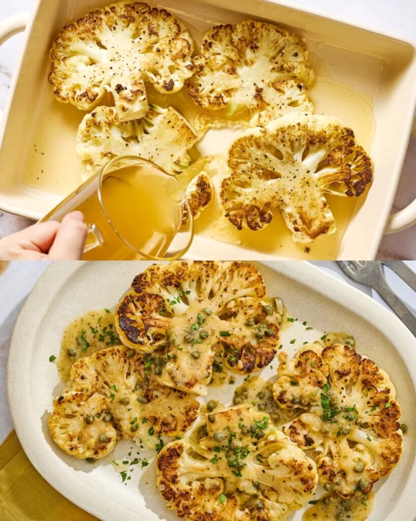 Cauliflower Steak Piccata Recipe finished dish